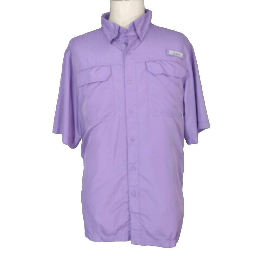 Habit Shirt Men's large purple short sleeve Dri-Fit UV Outdoor Fishing
